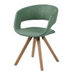 Chaise à accoudoirs Buggio Tissu / Hévéa massif - Tissu Cors: Gris menthe - 1 chaise