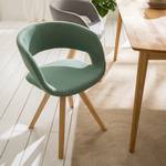 Chaise à accoudoirs Buggio Tissu / Hévéa massif - Tissu Cors: Gris menthe - 1 chaise
