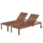 Chaises longues Mimo I (lot de 2) Acacia massif - Marron