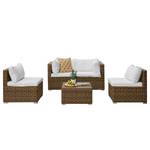 Loungeset Joye II (5-delig) Polyrotan/geweven stof - beige/bruin