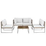 Loungesofa TEAKLINE 2-teilig Webstoff / Teak massiv - Hellgrau