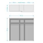 Schwebetürenschrank Streetstyle Beton Dekor / Schwarz - Breite: 251 cm