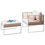 Loungesessel TEAKLINE 2-teilig Webstoff / Teak massiv - Hellgrau