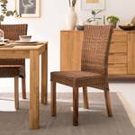 Esszimmerstuhl Bali II (2er-Set) Rattan / Suar massiv - Braun / Suar