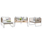 Set di 6 mobili da giardino TEAKLINE Teak massello/tessuto - grigio chiaro/marrone - Color grigio chiaro