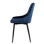 Chaises capitonnées Lex (lot de 2) Velours / Fer - Noir - Bleu foncé