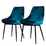 Chaises capitonnées Lex (lot de 2) Velours / Fer - Noir - Bleu pétrole