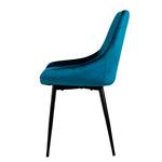 Chaises capitonnées Lex (lot de 2) Velours / Fer - Noir - Bleu pétrole