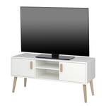 Tv-meubel Pavona deels massief eikenhout - wit/eikenhout