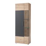 Vitrinenschrank Boonah Eiche Artisan Dekor / Grau - Höhe: 200 cm