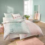 Parure de lit en satin mako Santa Fe Coton - Couleur pastel abricot - 135 x 200 cm + oreiller 80 x 80 cm
