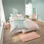 Parure de lit en satin mako Santa Fe Coton - Couleur pastel abricot - 155 x 220 cm + oreiller 80 x 80 cm
