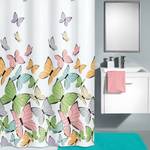 Douchegordijn Butterflies Kunststof - wit/meerdere kleuren