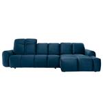 Ecksofa Malter Samt - Marineblau - Longchair davorstehend rechts