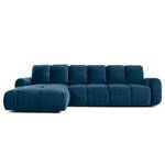 Ecksofa Malter Samt - Marineblau - Longchair davorstehend links