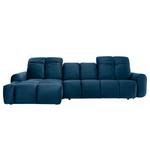 Ecksofa Malter Samt - Marineblau - Longchair davorstehend links