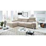 Ecksofa Mundau Webstoff Cuna: Beige - Longchair davorstehend links - Mit Schlaffunktion