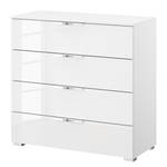 Ladekast SKØP x4 Hoogglans wit/alpinewit - Breedte: 80 cm - Chrome