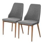 Chaises capitonnées Rosie (lot de 2) Frêne massif - Noyer - Gris foncé