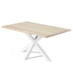 Eettafel Karmi I staal - eikenhout/wit - Breedte: 160 cm - Wit