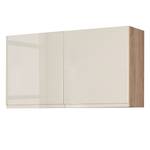 Wandkast Cardiff I Hoogglans crèmekleurig/Sonoma eikenhout look - Breedte: 100 cm