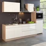 Lage kast Cardiff I Hoogglans crèmekleurig/Sonoma eikenhout look - Breedte: 100 cm