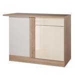 Eck-Unterschrank Cardiff Hochglanz Creme / Eiche Sonoma Dekor