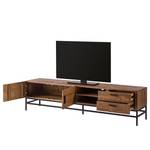 Tv-meubel GRASBY 200 cm - 2 vakken oud pijnboomhout/metaal - donker pijnboomhout/zwart