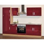 Wandkast Varel Hoogglans rood/Beukenhouten look - Breedte: 100 cm