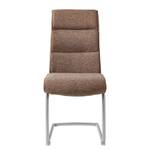 Chaise cantilever Abenra Tissu structuré / Acier - Acier inoxydable - Cappuccino - Lot de 2