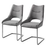 Chaises cantilever Nidri (lot de 2) Tissage à plat / Acier inoxydable - Gris clair