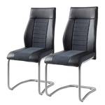 Chaise cantilever Bilsen (lot de 2) Imitation cuir / Acier - Noir / Acier inoxydable