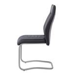 Chaise cantilever Bilsen (lot de 2) Imitation cuir / Acier - Noir / Acier inoxydable