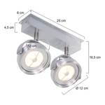 LED-plafondlamp Mexlite II aluminium - Zilver - Aantal lichtbronnen: 2