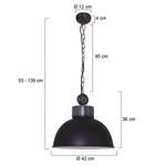 Hanglamp Mexlite VI ijzer / aluminium - 1 lichtbron - Zwart