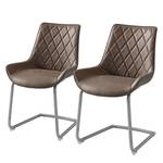 Chaises cantilever Saval III (lot de 2) Imitation cuir / Acier inoxydable - Marron vintage