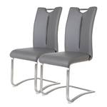 Chaises cantilever Ratos (lot de 2) Imitation cuir / Acier inoxydable - Gris