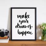 Tableau déco Make Your Dreams Happen Hêtre massif / Plexiglas - 32 x 42 cm