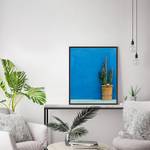 Afbeelding Blue Wall with Cactus Massief beukenhout/plexiglas - 52 x 62 cm