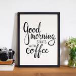Tableau déco Good morning coffee Hêtre massif / Plexiglas - 32 x 42 cm