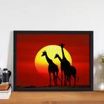 Bild Sunset Giraffes Silhouette Buche massiv / Plexiglas - 42 x 32 cm