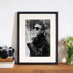 Bild Steve McQueen smoking a Ciggy Buche massiv / Plexiglas - 32 x 42 cm