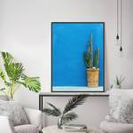 Bild Blue Wall with Cactus Buche massiv / Plexiglas - 62 x 82 cm