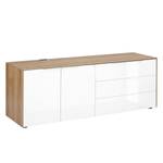 Sideboard eDJUST I Hochglanz Weiß / Eiche Riviera Dekor