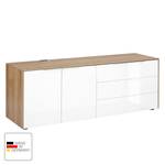 Sideboard eDJUST I Hochglanz Weiß / Eiche Riviera Dekor