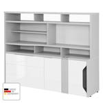 Étagère de bureau eDJUST Blanc brillant / Gris platine - Tiroir à gauche