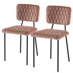 Chaise Tarup (set van 2) Velours/ Métal - Couleur pastel abricot