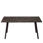 Eettafel Aken deels massief eikenhout/metaal - bruine marmeren look/donker eikenhout