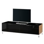 Tv-meubel Shino III Zwart glas/Riviera eikenhouten look