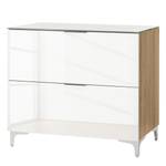 Kast Shino I Wit glas/Riviera eikenhouten look - Hoogte: 77 cm